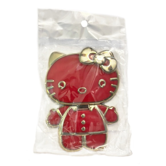 HELLO KITTY Rotatable Foldable Mobile Phone Stand With Mirror Red/Gold - Picture 5 of 8